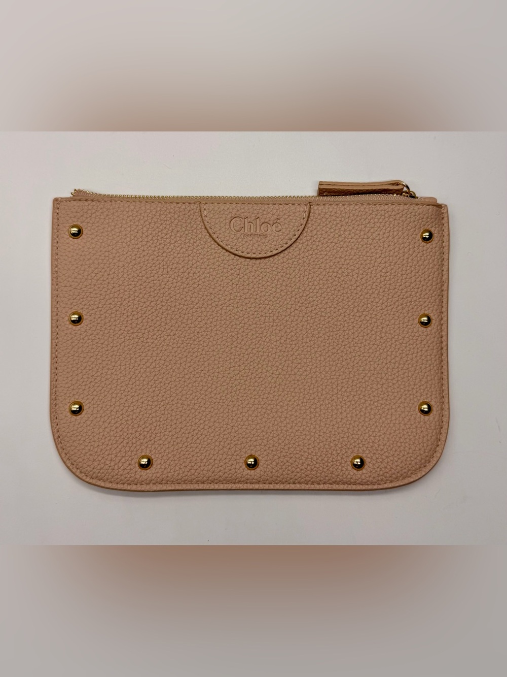 Chloe NEW Parfum Pebbled Leather Pouch in Blush with Gold Zipper